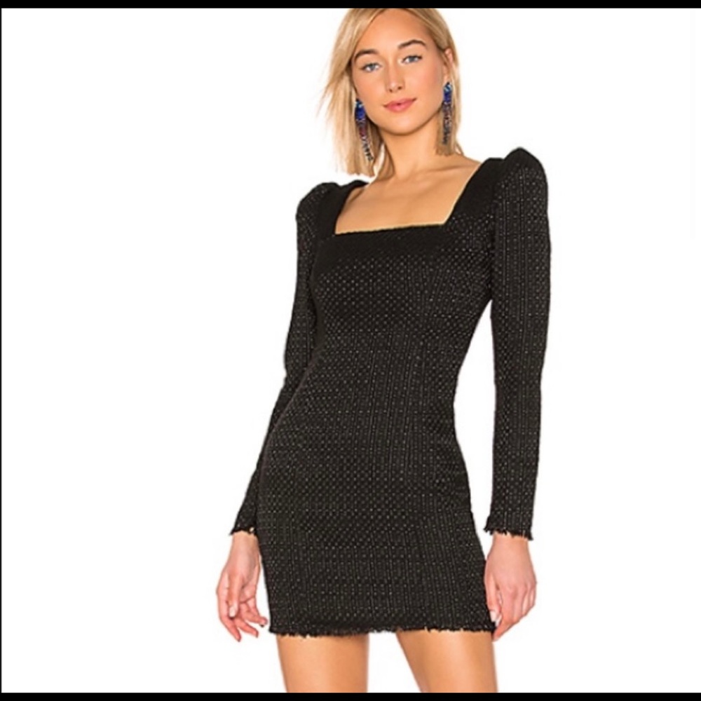 Tweed.  Black. Mini. Estelle Dress. Mini Dress